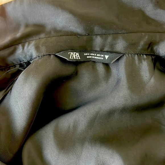 ZARA Woman’s Ruched Skirt Satin Effect Dress Black Size Small - Picture 9 of 13